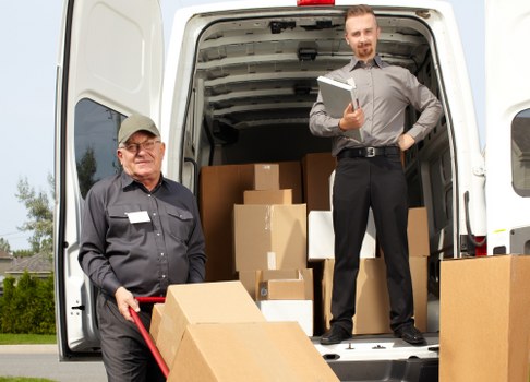Removal truck ready for house moving in the UK