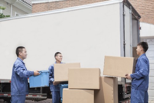 Boxes and furniture prepared for a UK home relocation