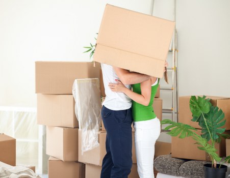 Removal van loaded with secured furniture for transport