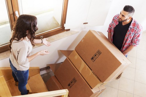Business office relocation services with organized workspace transition