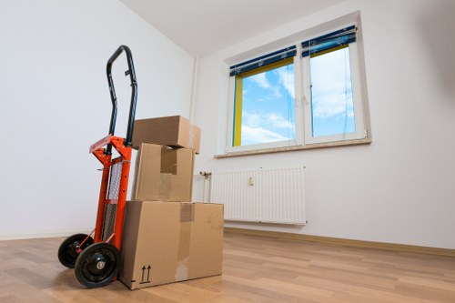 Packed household items ready for removal transport