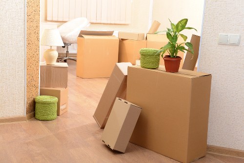 Office relocation scene showing commercial removals in UK preparation