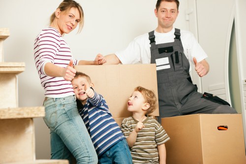 Packed moving boxes ready for a house removal service in the UK